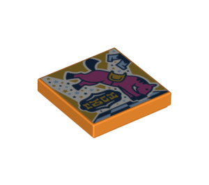 LEGO Orange Tile 2 x 2 with Pink Horse on Chess Board with Groove (3068 / 75381)