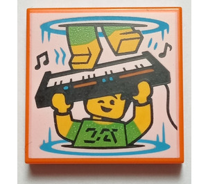LEGO Orange Tuile 2 x 2 avec Portal print avec rainure (3068)