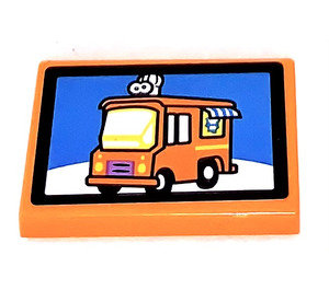 LEGO Orange Tile 2 x 3 with Picture of Ice Cream Truck  Sticker (26603)