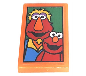 LEGO Orange Fliese 2 x 3 mit Picture of Louie & Elmo Aufkleber (26603)