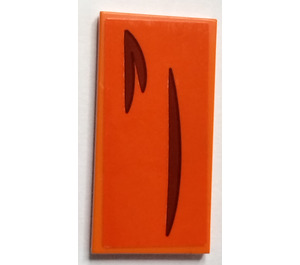 LEGO Orange Tile 2 x 4 with brown lines Sticker (87079)