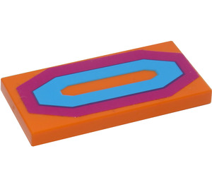 LEGO Orange Tile 2 x 4 with Octagonal Carpet Pattern Sticker (87079)