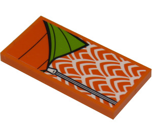 LEGO Orange Tile 2 x 4 with Orange and Lime Sleeping Bag Sticker (87079)
