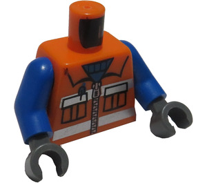 LEGO Orange Torso Construction with Blue arms and dark stone gray hands (973)