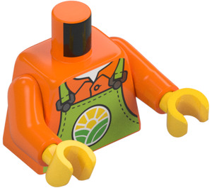 LEGO Orange Torso Hemd mit Limette Bib Overalls mit City Farm Logo (973 / 76382)