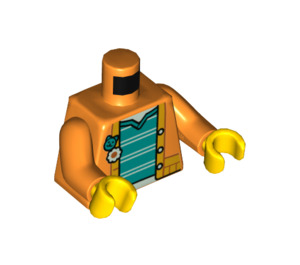 LEGO Orange Unbuttoned Jacket with Dark Turquoise Striped Shirt Torso (973 / 76382)