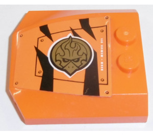 LEGO Oranje Wig 4 x 4 Gebogen met Hatch, Zwart Strepen en Gold Chima Eagle Emblem (Rechtsaf) Sticker (45677)