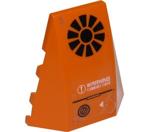 LEGO Orange Wedge 4 x 4 Triple Curved without Studs with Black Fan and White Warning Flammable Liquid Sticker (47753)