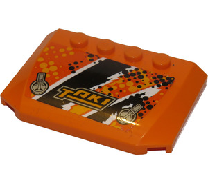 LEGO Oranje Wig 4 x 6 Gebogen met 'TAKI' Sticker (52031)
