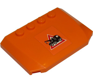 LEGO Orange Coin 4 x 6 Incurvé avec Tow Truck dans rouge Triangle Autocollant (52031)