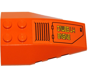 LEGO Oranje Wig 6 x 4 Drievoudig Gebogen met Lucht Intake en 'DAWES L4 Motor' Links Sticker (43712)