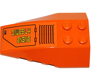 LEGO Orange Wedge 6 x 4 Triple Curved with Air Intake and 'DAWES L4 ENGINE' Right Sticker (43712)