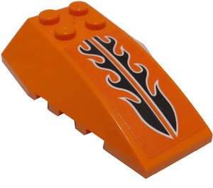 LEGO Orange Wedge 6 x 4 Triple Curved with Black Flame Pattern Sticker (43712)