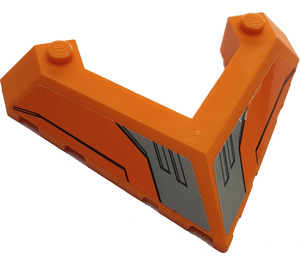 LEGO Orange Keil 6 x 8 (45°) mit Pointed Ausschnitt mit Vents Aufkleber (22390)