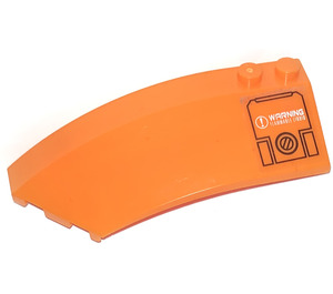 LEGO Orange Wedge Curved 3 x 8 x 2 Left with Danger and Flammable Liquid Sticker (41750)