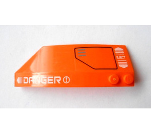 LEGO Orange Wedge Curved 3 x 8 x 2 Right with Black Panel and White Danger and Eject Sticker (42019)