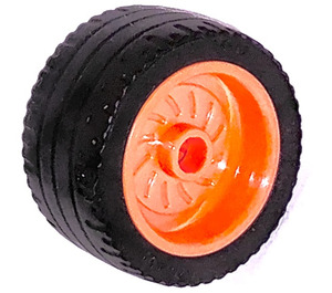 LEGO Orange Wheel 18x12 with Black Tyre low profile 24x12 (18976/18977)
