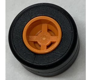 LEGO Orange Wheel Rim Ø8.1 x 9mm (Notched Hole, Reinforced Back) with Tire Ø14.6 X 9mm