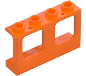 LEGO Orange Fensterrahmen 1 x 4 x 2 mit hohlen Noppen (61345)