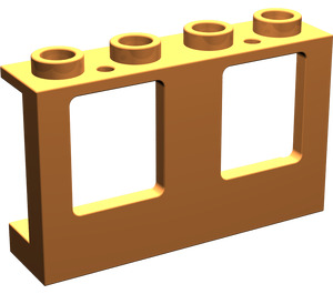 LEGO Orange Fenster Rahmen 1 x 4 x 2 mit festen Bolzen (4863)