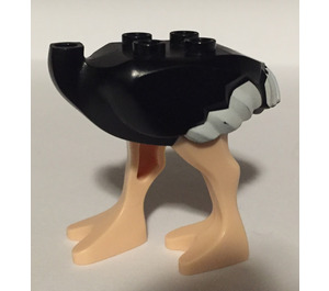 LEGO Ostrich Body met Wit Staart en Wingtips en Licht Vleeskleur Poten (24689)