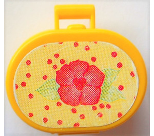 LEGO Oval Case with Handle with Pink Flower and Red Dots on Light Yellow Sticker (6203)