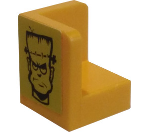 LEGO Płyta 1 x 1 Narożnik z Zaokrąglone rogi z Frankenstein Twarz (Lewy) Naklejka (6231)