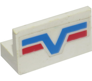 LEGO Panel 1 x 2 x 1 with Blue and Red Lines Sticker with Square Corners (4865)
