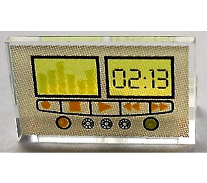 LEGO Panel 1 x 2 x 1 mit Clock / CD Player "02:13" mit quadratischen Ecken (4865)