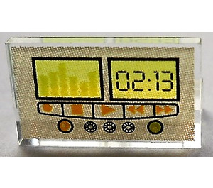 LEGO Paneeli 1 x 2 x 1 jossa Clock / CD Player "02:13" neliönmuotoisilla kulmilla (4865 / 48435)