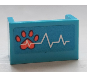 LEGO Pannello 1 x 2 x 1 con chiuso Angoli con Paw Print e Bianco Cuore Beat Adesivo (23969)