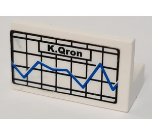 LEGO Panel 1 x 2 x 1 with "K. Qron" and Graph Sticker with Square Corners (4865)