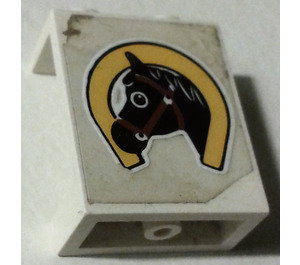 LEGO Panel 1 x 2 x 2 with Horseshoe and Horse Head Sticker without Side Supports, Solid Studs (4864)