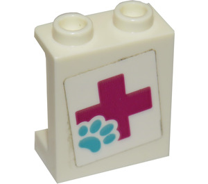 LEGO Panel 1 x 2 x 2 with Red Cross and Paw Sticker with Side Supports, Hollow Studs (6268)