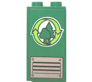 LEGO Panel 1 x 2 x 3 with Forest Logo and Ventilation Grille Sticker without Side Supports, Hollow Studs (2362)