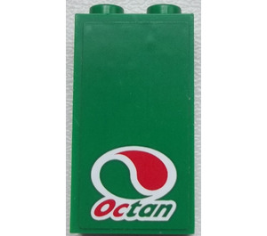 LEGO Panel 1 x 2 x 3 with Red and Green Octan Logo Sticker with Side Supports - Hollow Studs (74968)