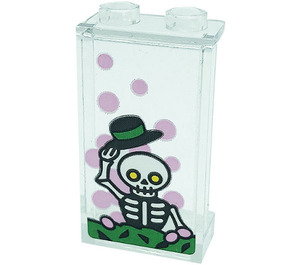 LEGO Panel 1 x 2 x 3 with Skeleton Raising Bowler Hat Sticker with Side Supports - Hollow Studs (35340)