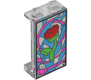 LEGO Paneel 1 x 2 x 3 met Stained Glas Venster met Enchanted Rose met zijsteunen - holle noppen (35340)