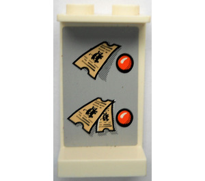 LEGO Paneel 1 x 2 x 3 met Tickets Sticker zonder zijsteunen, holle noppen (2362)