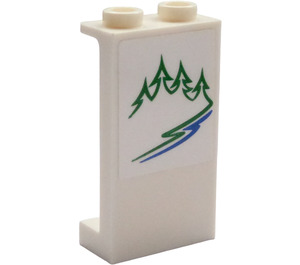 LEGO Panel 1 x 2 x 3 with Trees and River (Left) Sticker with Side Supports - Hollow Studs (35340)