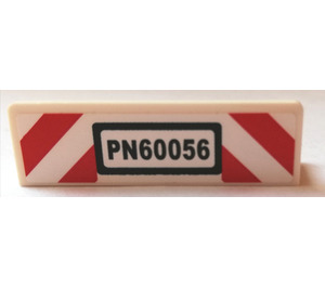 LEGO Panel 1 x 4 with Rounded Corners with PN60056 on Red and White Danger Stripes Sticker (15207)