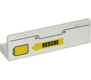 LEGO Panel 1 x 4 with Rounded Corners with Rescue on Yellow Arrow to the left Sticker (15207)