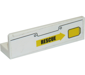LEGO Panel 1 x 4 with Rounded Corners with Rescue on Yellow Arrow to the right Sticker (15207)