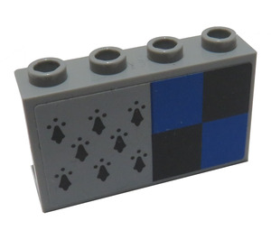 LEGO Panneau 1 x 4 x 2 avec 8 Noir Spires et Noir et Bleu Squares Autocollant (14718)