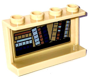 LEGO Paneel 1 x 4 x 2 met Bookshelf (Horizontaal pile of books Links) Sticker (14718)