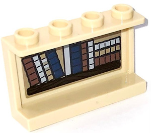 LEGO Paneel 1 x 4 x 2 met Bookshelf (Horizontaal pile of books Rechtsaf) Sticker (14718)