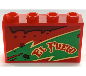 LEGO Panel 1 x 4 x 2 with El Fuego on green Arrow left Sticker (14718)