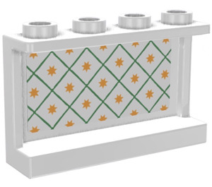 LEGO Panel 1 x 4 x 2 with Green Lines and Orange Stars Wallpaper Sticker