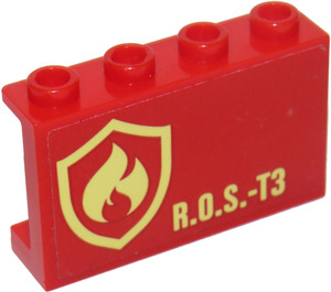 LEGO Панел 1 x 4 x 2 с "R.O.S.-T3" и огън Emblem Стикер (14718)