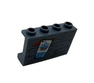 LEGO Panneau 1 x 4 x 2 avec Wooden Boards, Wood Grain, Nails, rouge Paint et 'SQUIDS' Autocollant avec tube inférieur (3004)